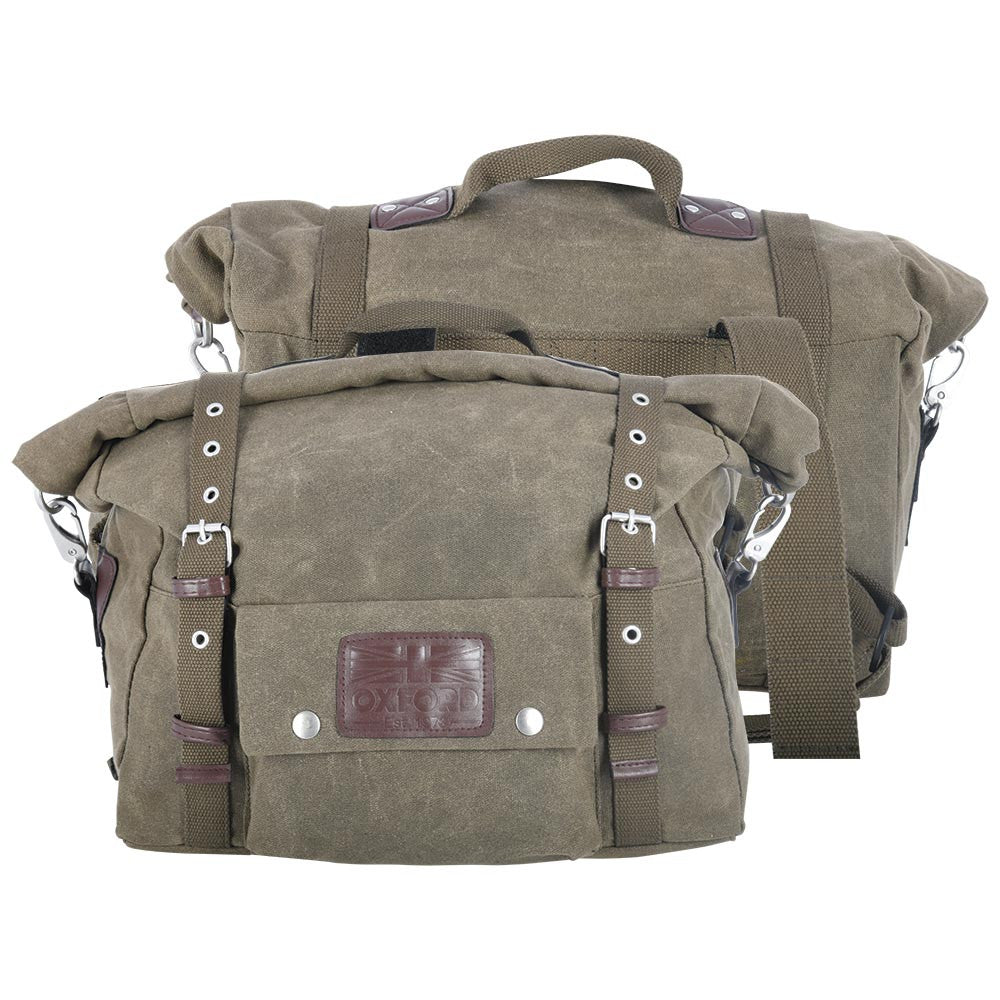 Oxford Heritage Motorcycle Panniers Khaki