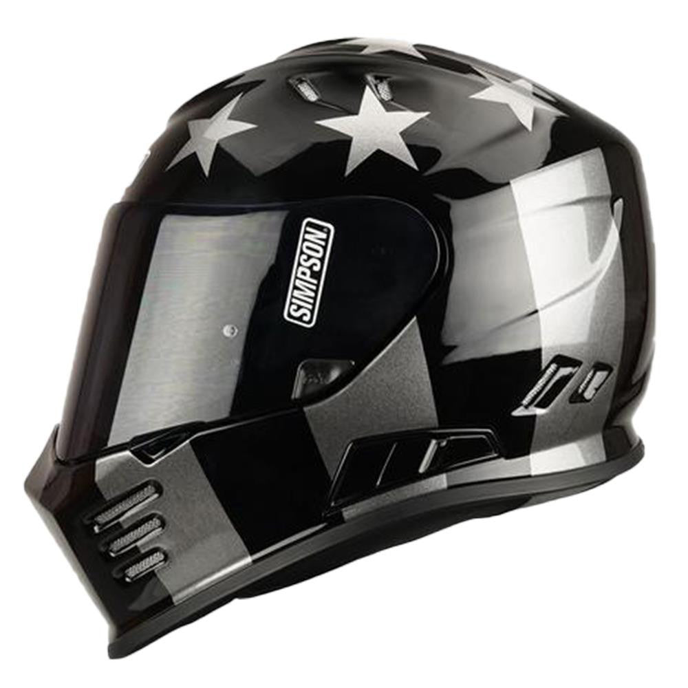 Simpson Full Face Motorcycle Motorbike Helmet – Black/Silver