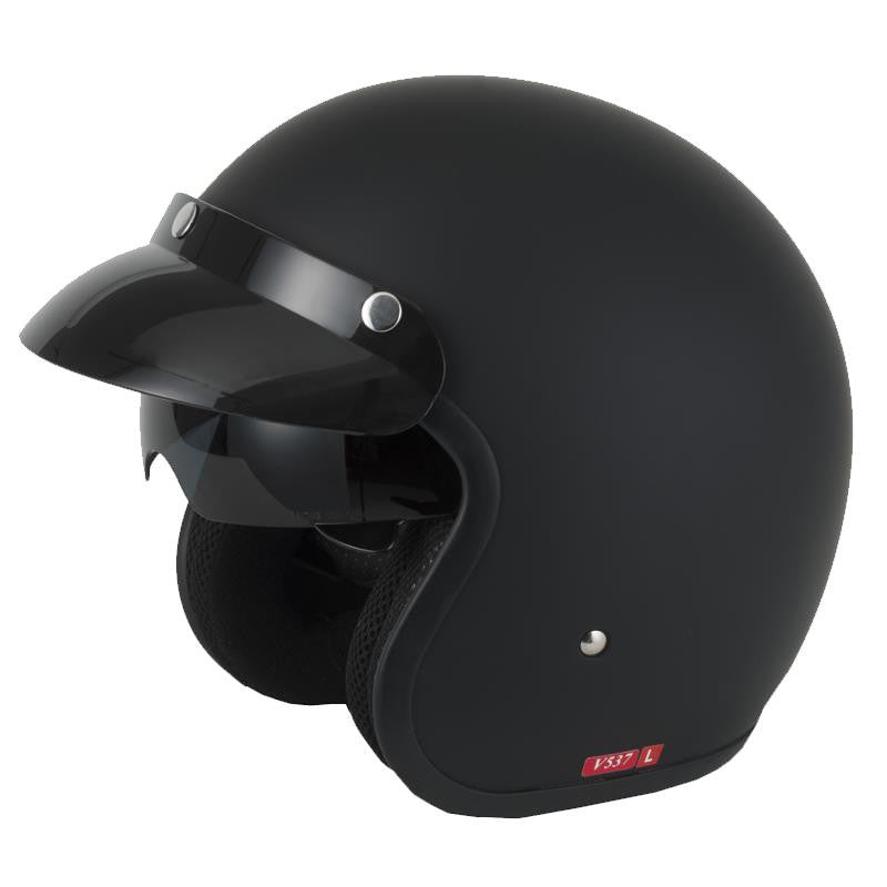 Vcan V537 Open Face Scooter Motorcycle Black Jet Helmet