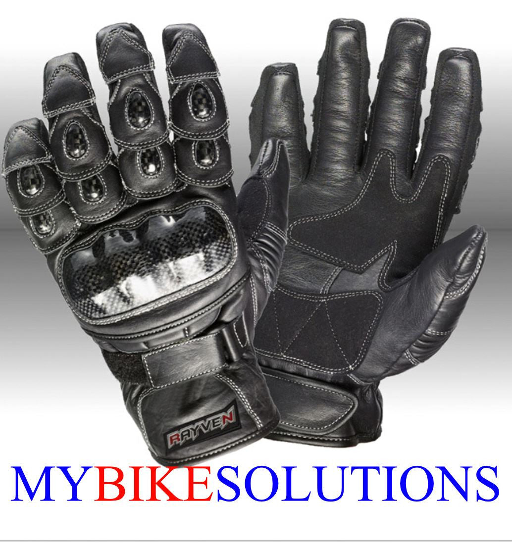 Rayven Talon Leather Short Sports Motorcycle Black Gloves