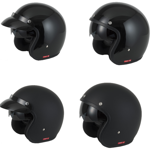 Vcan V537 Open Face Scooter Motorcycle Black Jet Helmet