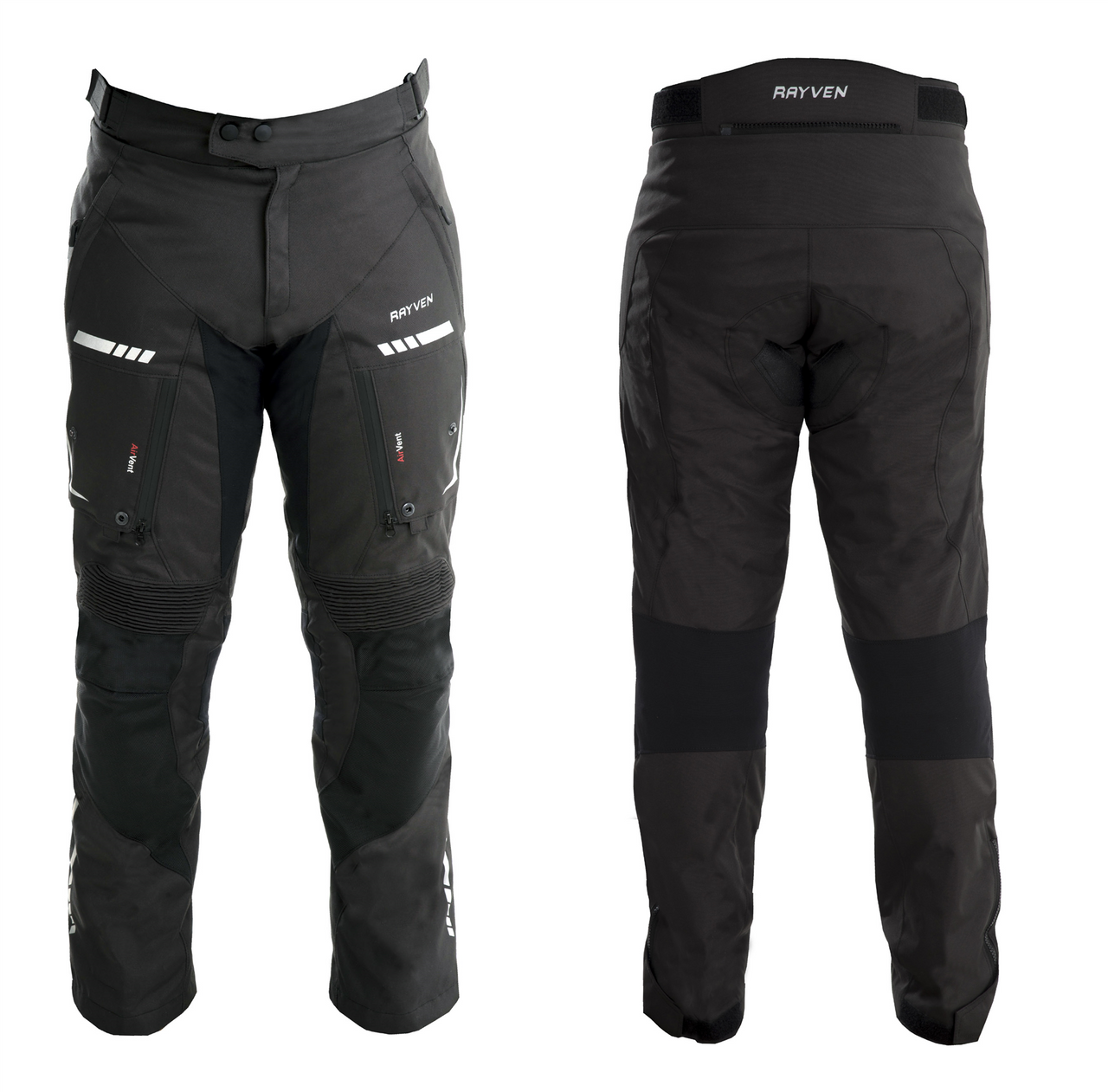 Rayven Road Motorcycle Motorbike Waterproof Regular Leg Trousers – Black