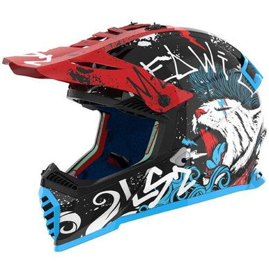 LS2 MX437 Fast II Mini Starmaw Kids Off Road Helmet Black Red