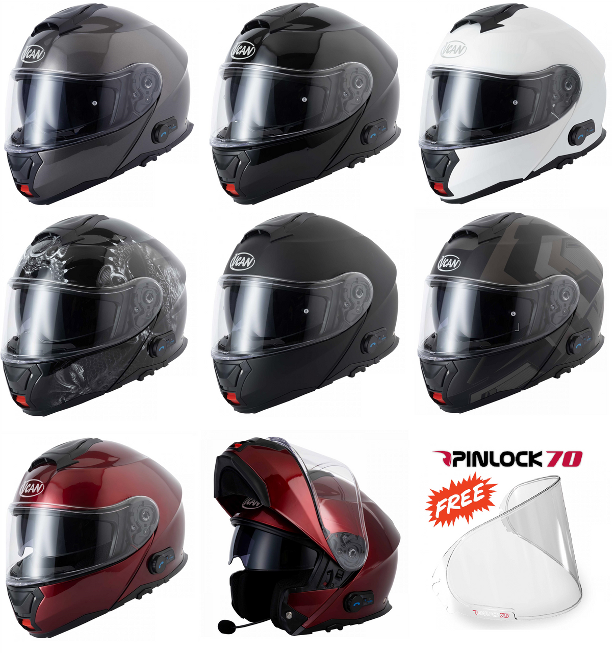 Vcan V272 Flip Up Motorcycle Blinc A4 Bluetooth Helmet