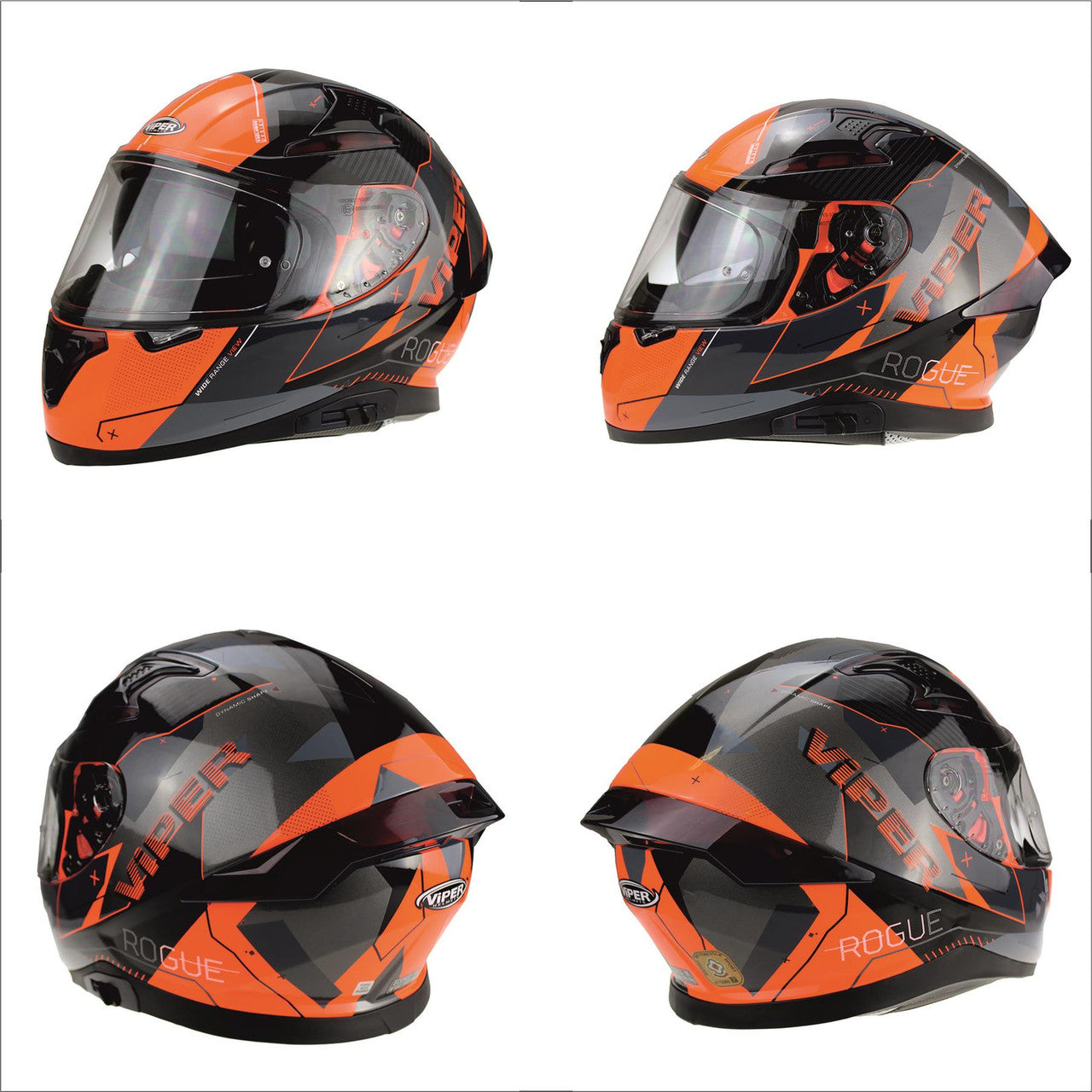 VIPER RSV95 ROGUE BLACK ORANGE FULL FACE MOTORBIKE MOTORCYCLE HELMET