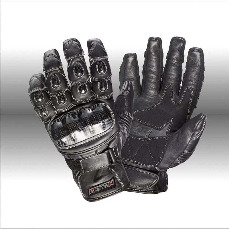 Rayven Talon Leather Short Sports Motorcycle Black Gloves