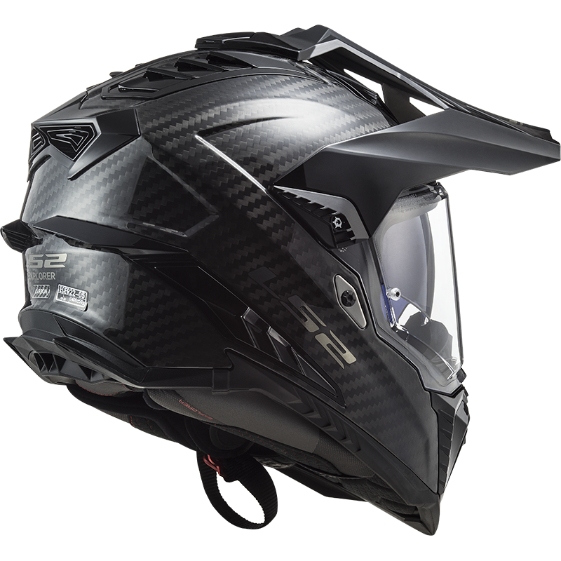 LS2 MX701 Explorer Carbon Fibre Adventure Motorbike Off-Road Helmet Black