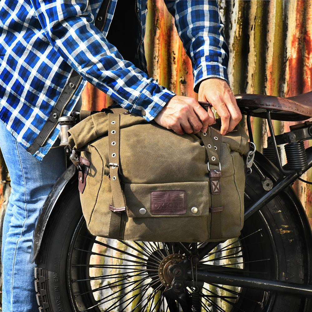 Oxford Heritage Motorcycle Panniers Khaki