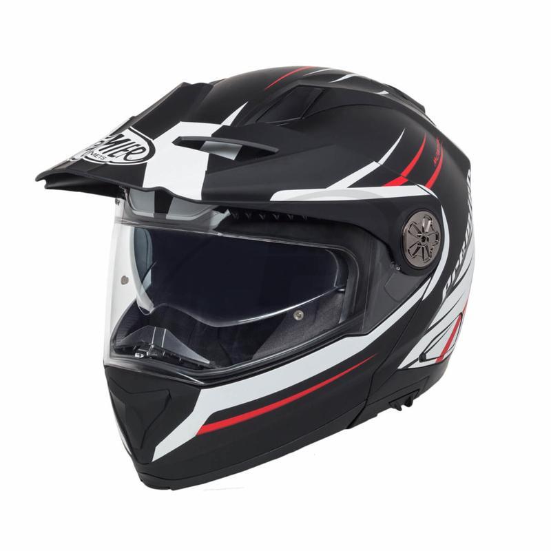 Premier X-TRAIL MO Flip Front Motorbike Helmet Black Neon / Black White