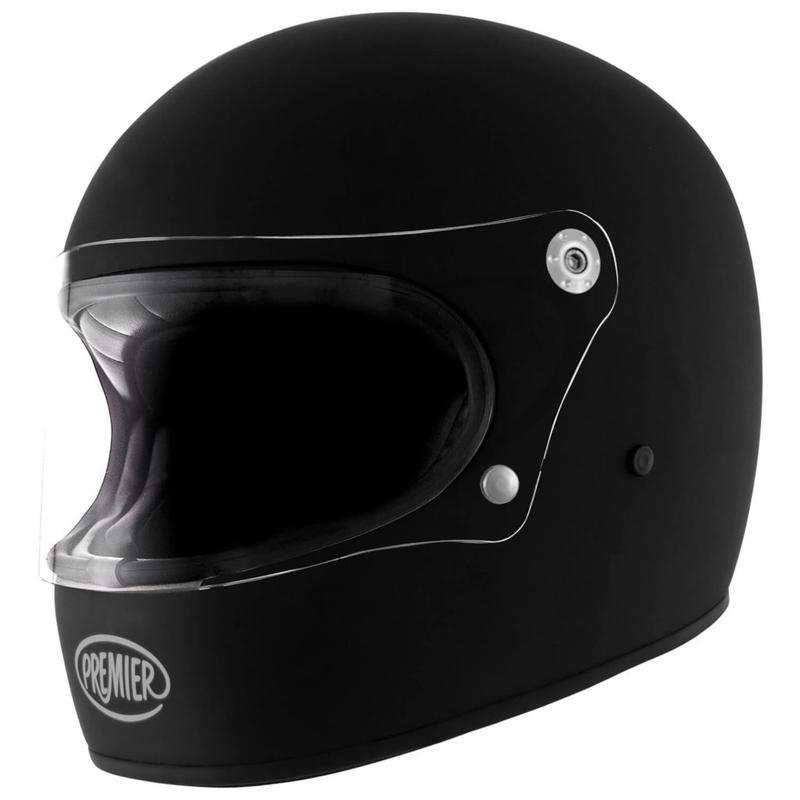 PREMIER TROPHY MATT BLACK VINTAGE FULL FACE HELMET