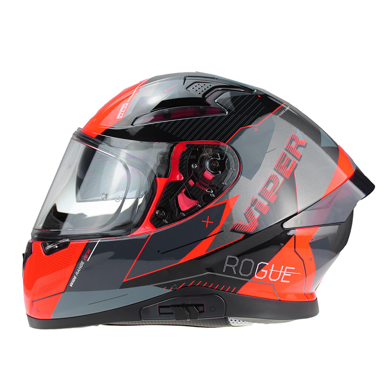 VIPER RSV95 ROGUE BLACK RED FULL FACE QUICK RELEASE MOTORCYCLE HELMET UK