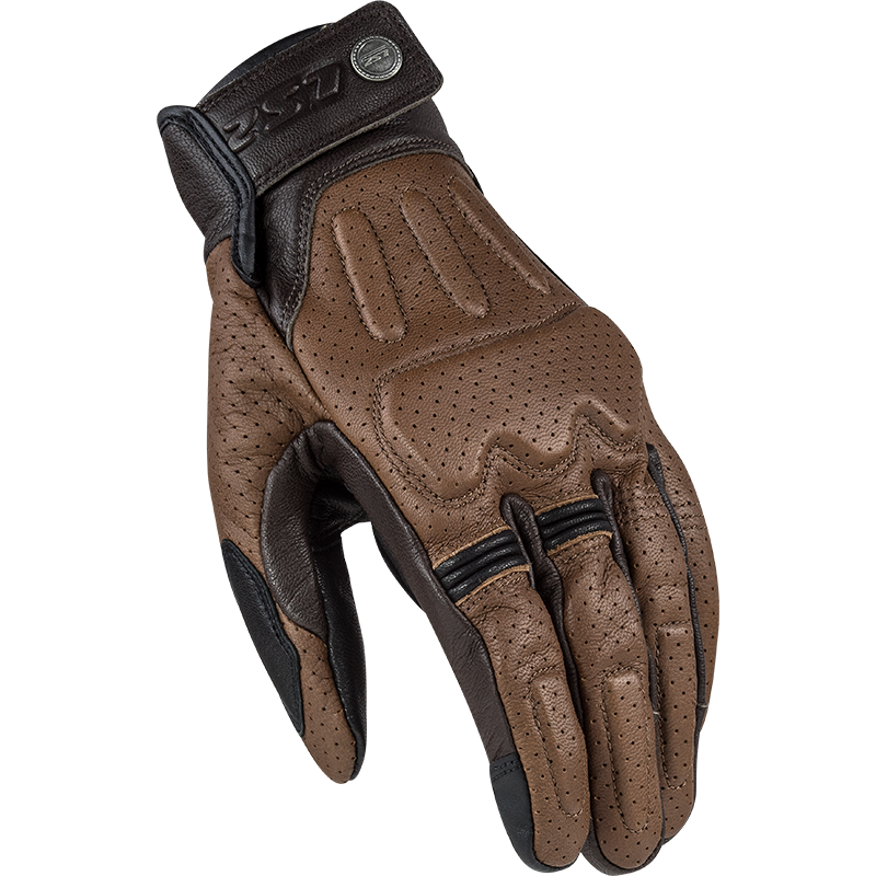 LS2 Rust Man Motorcycle Motorbike Vintage Leather Gloves Black & Brown