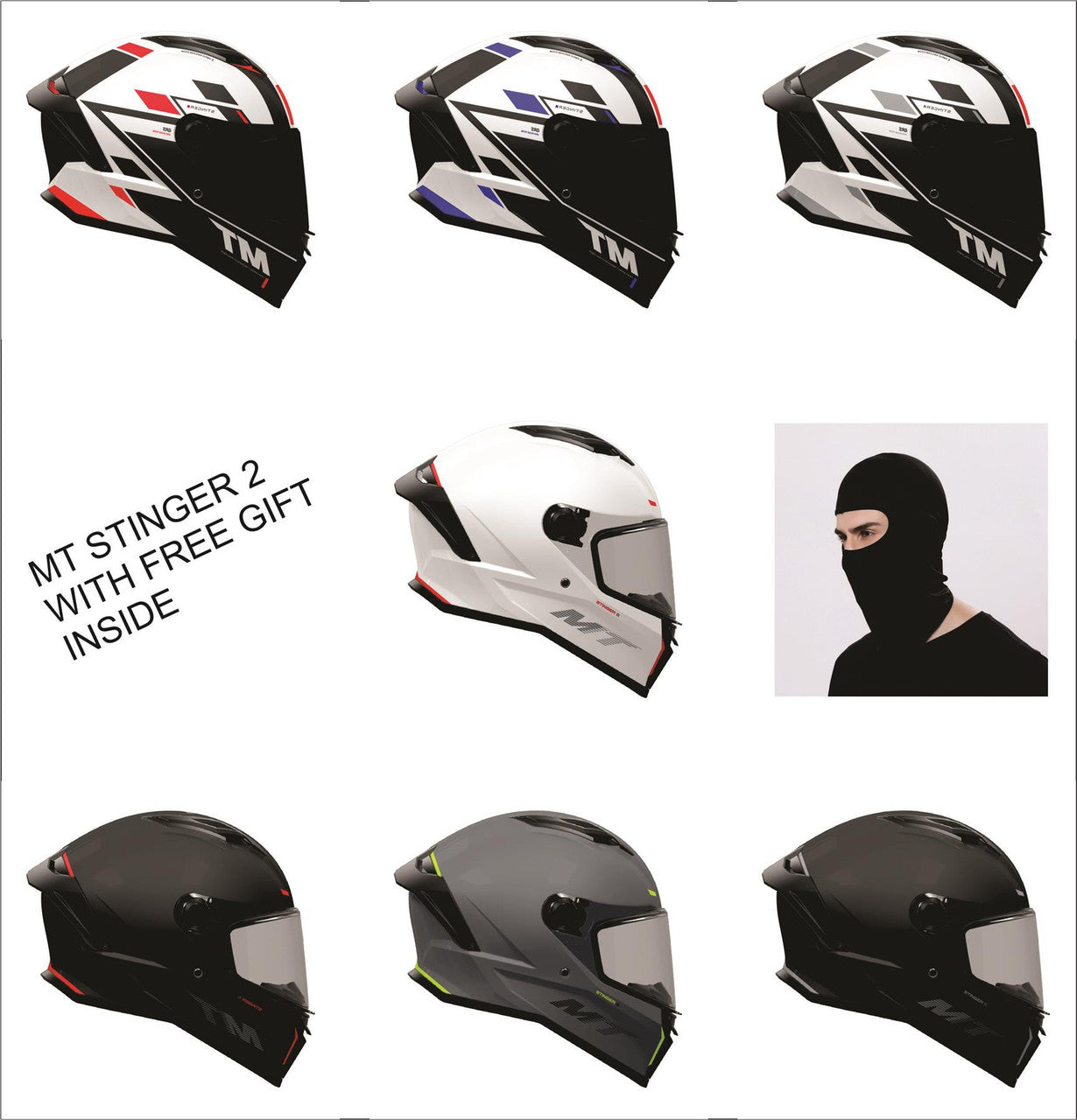 New Mt Stinger 2 Full Face Motorbike Helmet Sporty Look