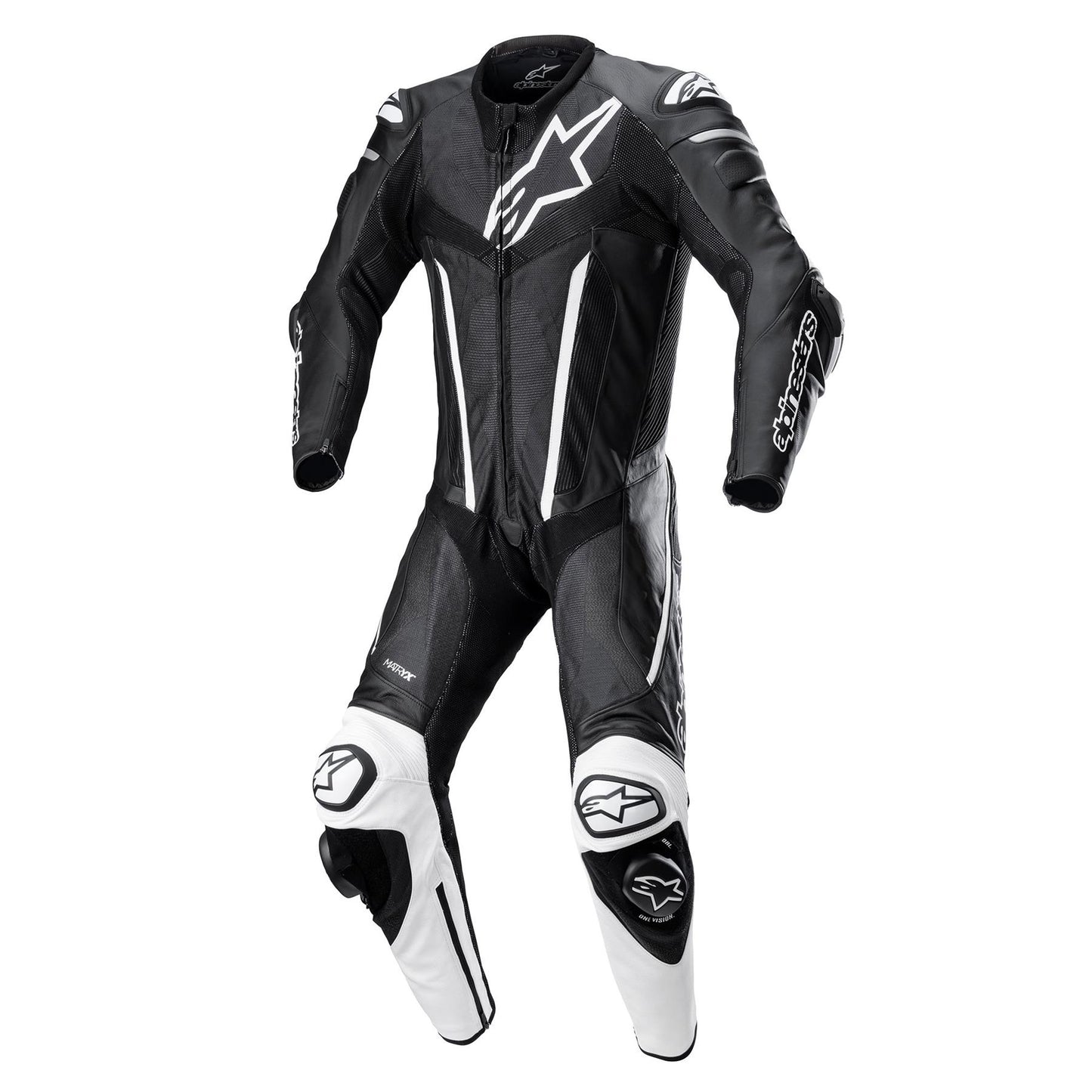 Alpinestars Fusion Motorcycle Racing Leather 1 Piece Suit Black White