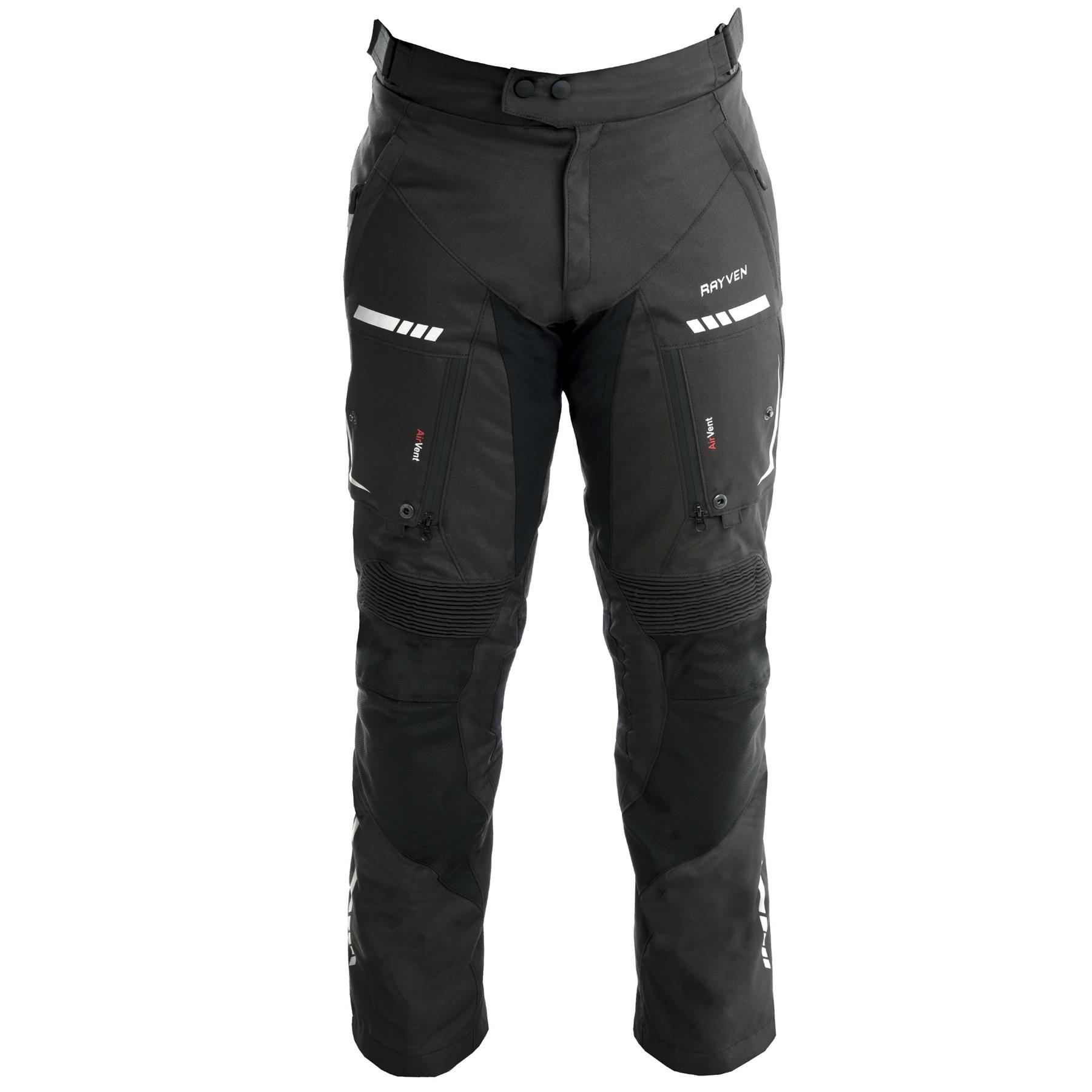 Rayven Road Motorcycle Motorbike Waterproof Regular Leg Trousers – Black