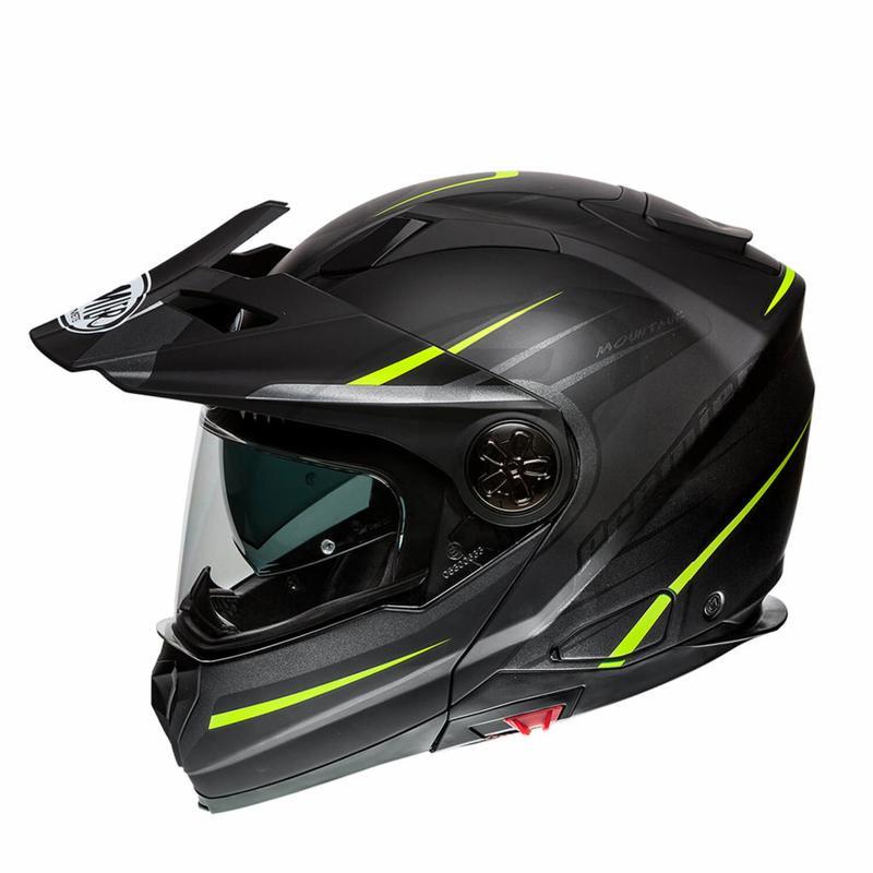 Premier X-TRAIL MO Flip Front Motorbike Helmet Black Neon / Black White