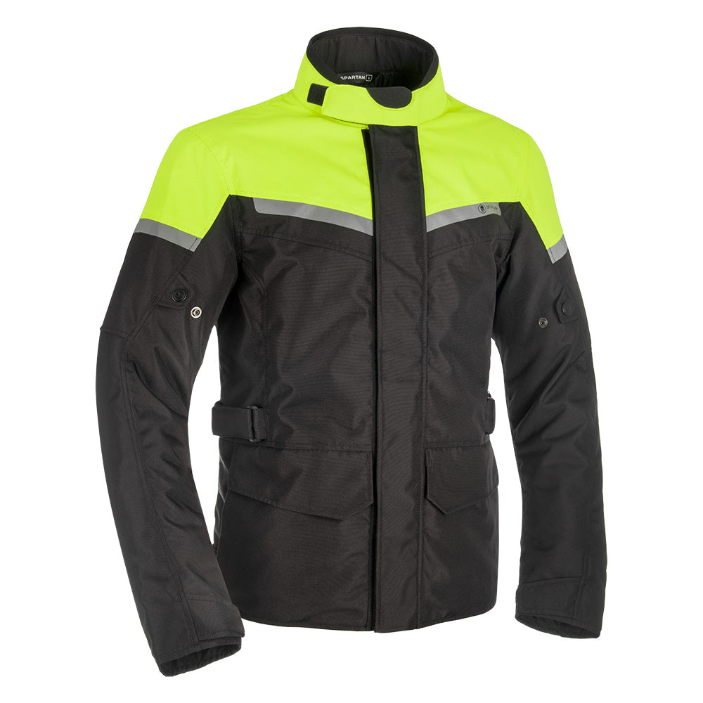 Spartan Long WP Men's Motorcycle Motorbike Jacket - Black/Fluo