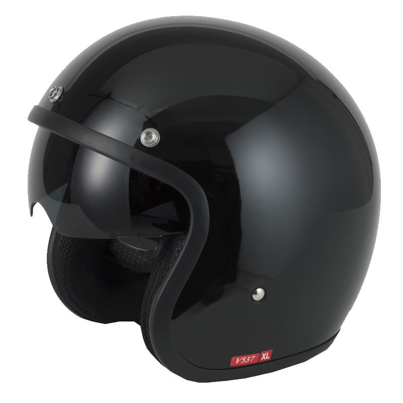 Vcan V537 Open Face Scooter Motorcycle Black Jet Helmet