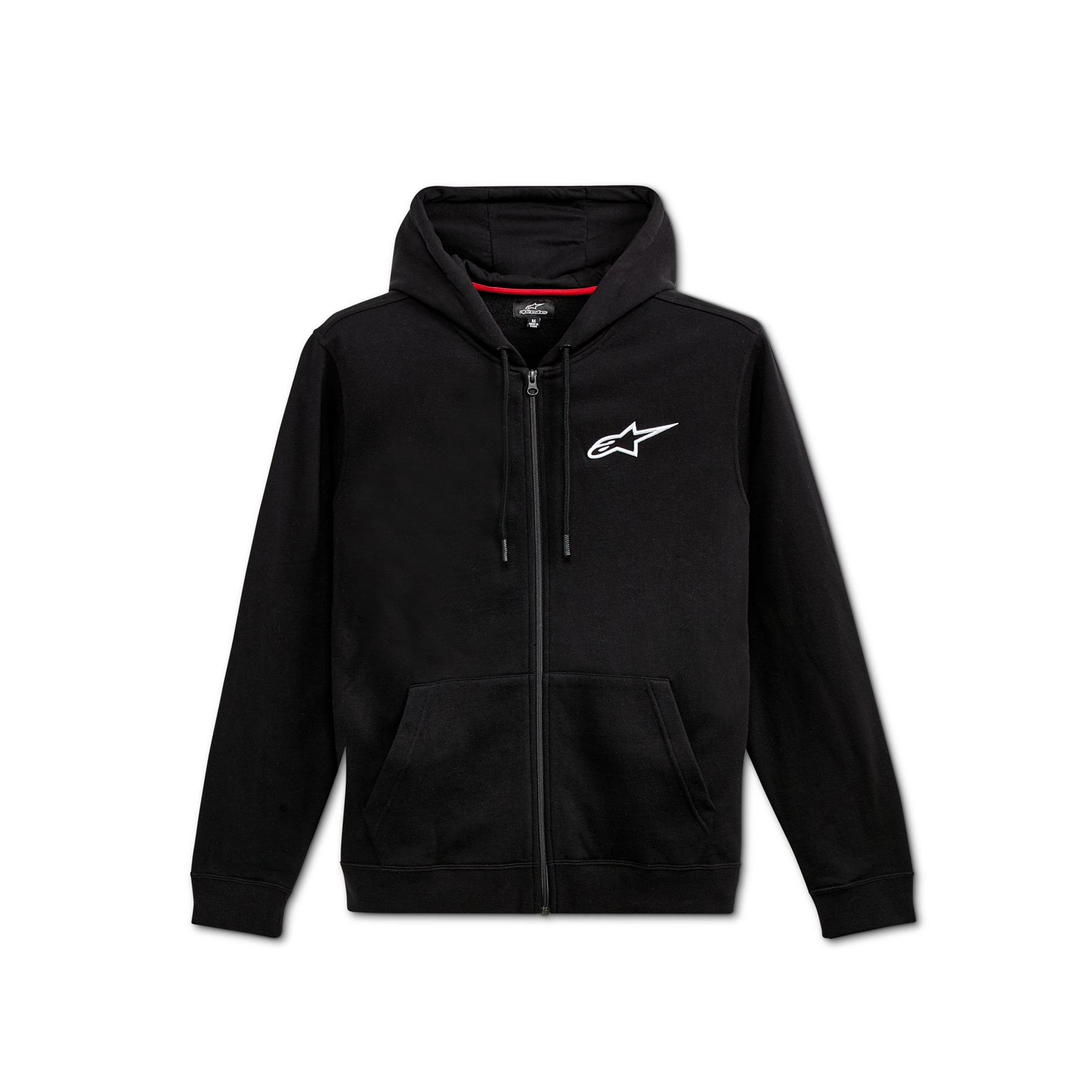 ALPINESTARS AGELESS CHEST HOODIE BLACK WHITE MOTORBIKE HOODIE ZIPPER HOODIE