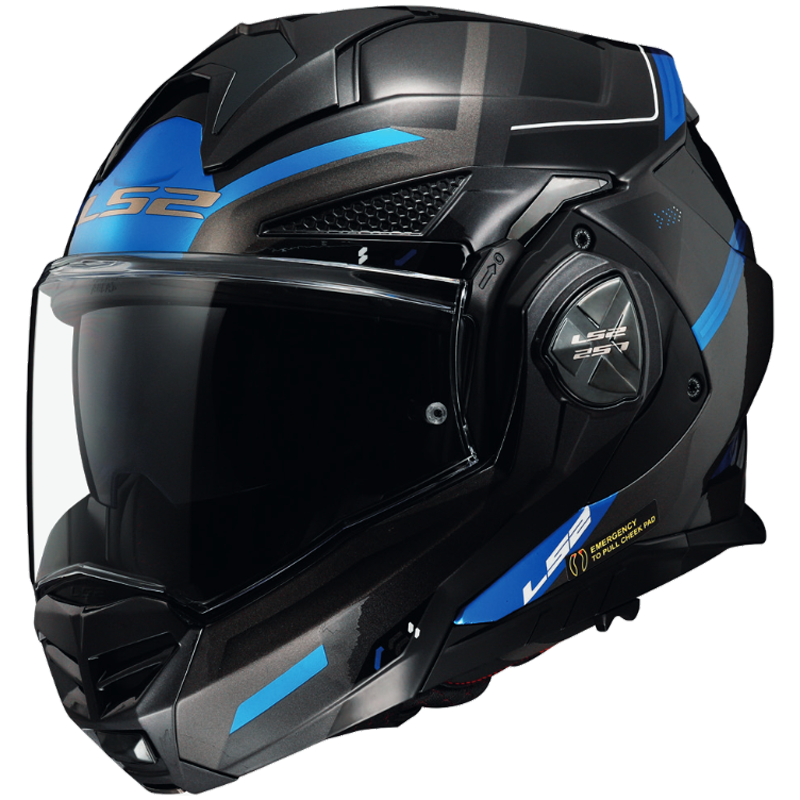 LS2 FF901 Advant X Flip Up Modular Motorcycle Helmet Black Titanium Blue