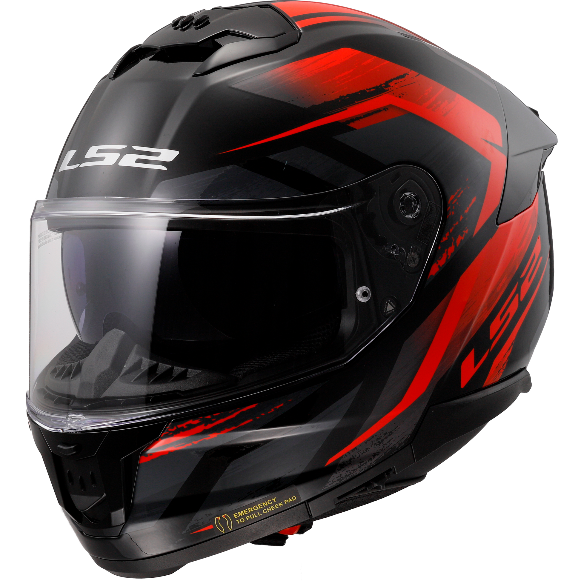 LS2 FF808 Stream II Fury Black Red Full Face Motorbike Helmet Ece22.06