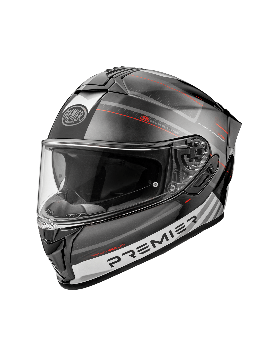 PREMIER EVOLUZIONE SP BLACK WHITE 2 FULL FACE MOTORBIKE HELMET ECE 22.06