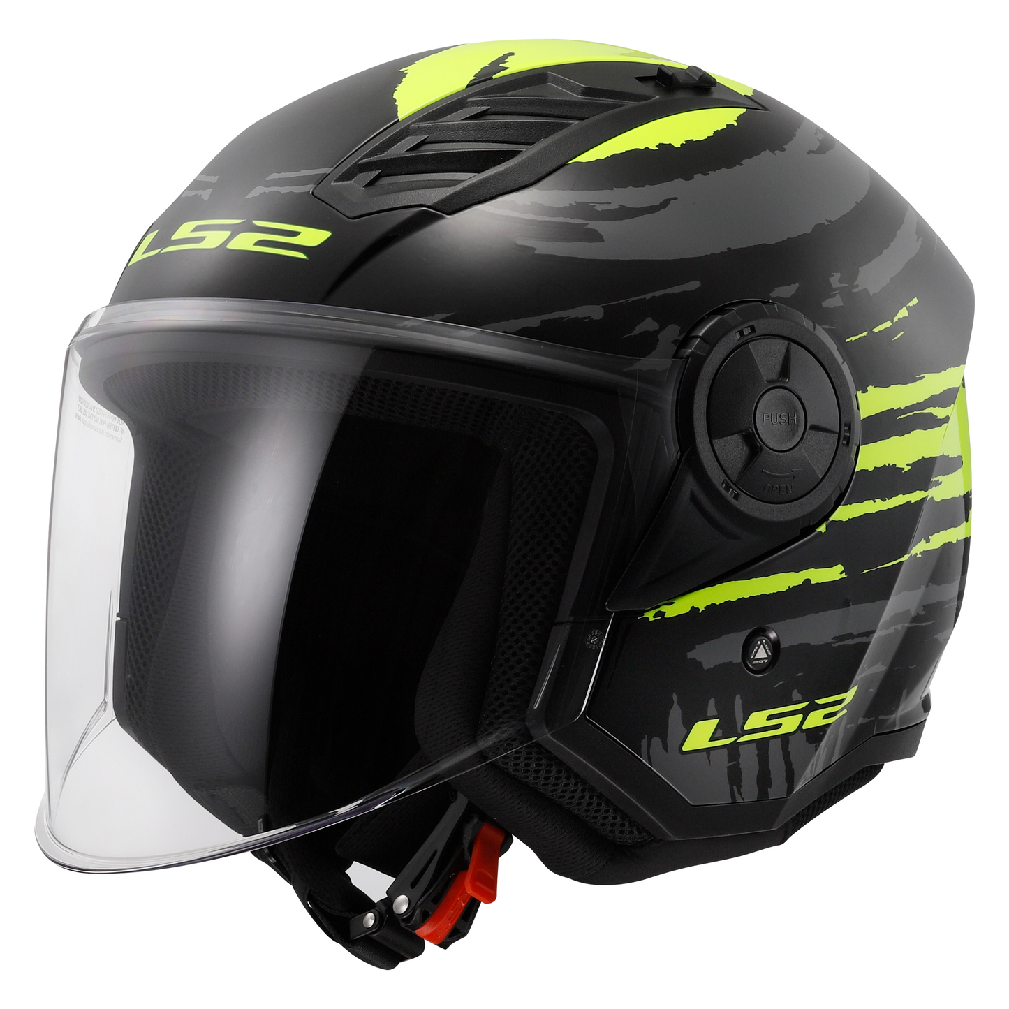 LS2 OF616 Airflow II Brush Black Yellow Open Face Motorbike Helmet Crash