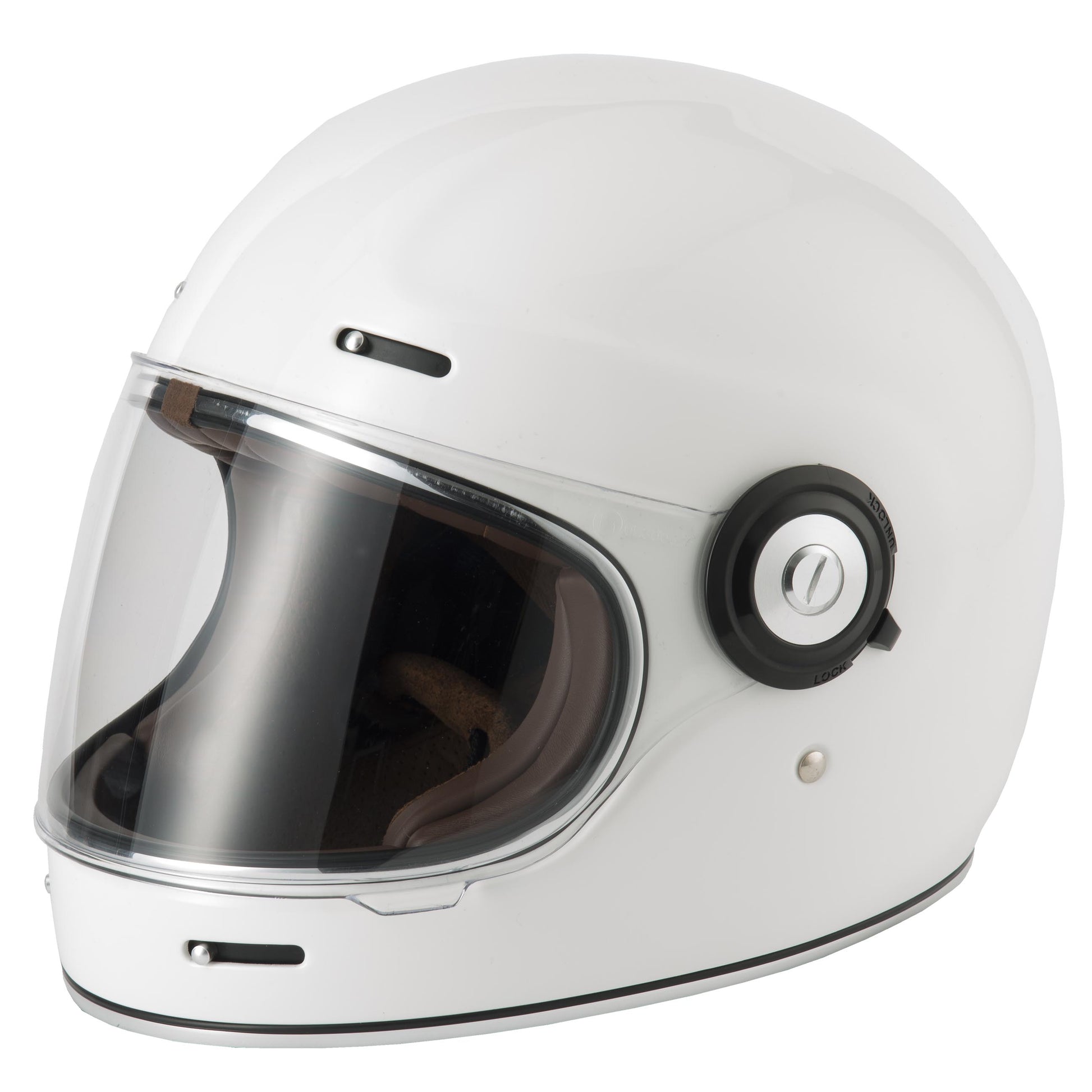 VCAN H135 Retro Gloss White Full Face Motorcycle Helmet-2024