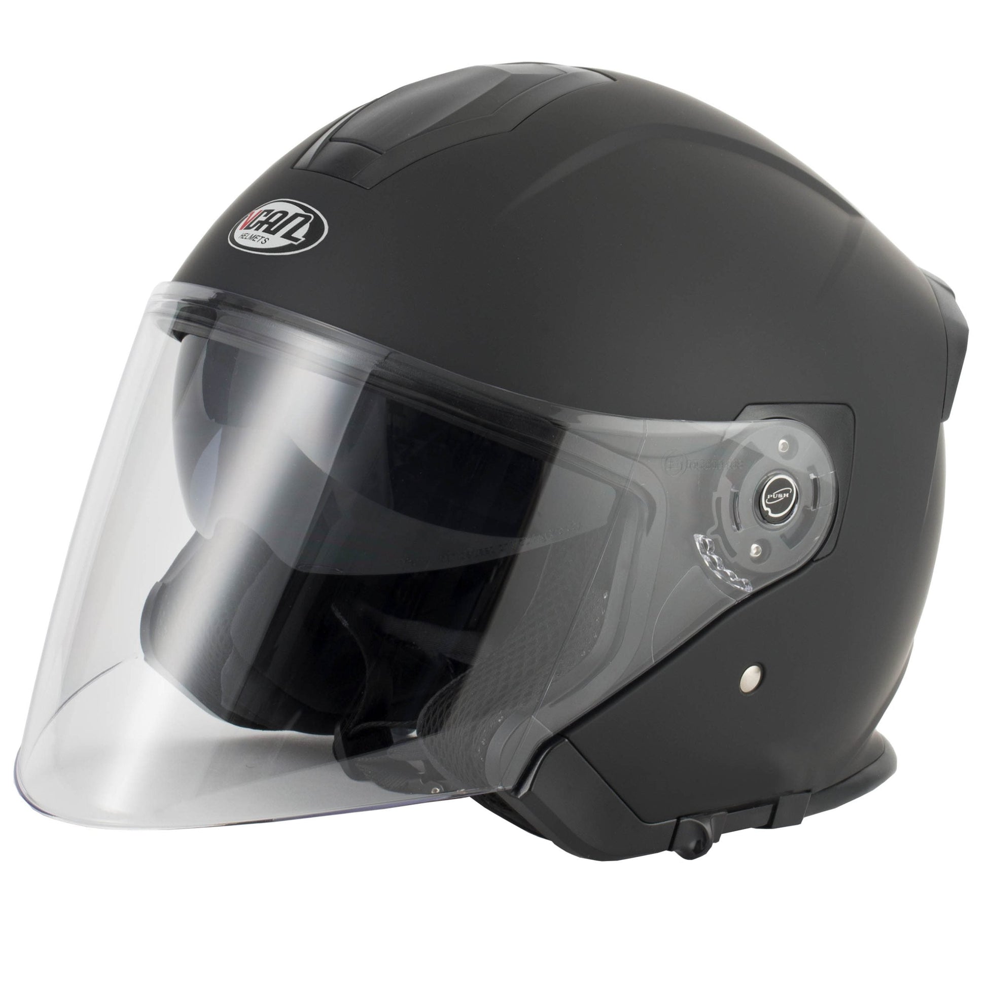 VCAN H586 Matt Black Open Face Motorcycle Helmet-2024