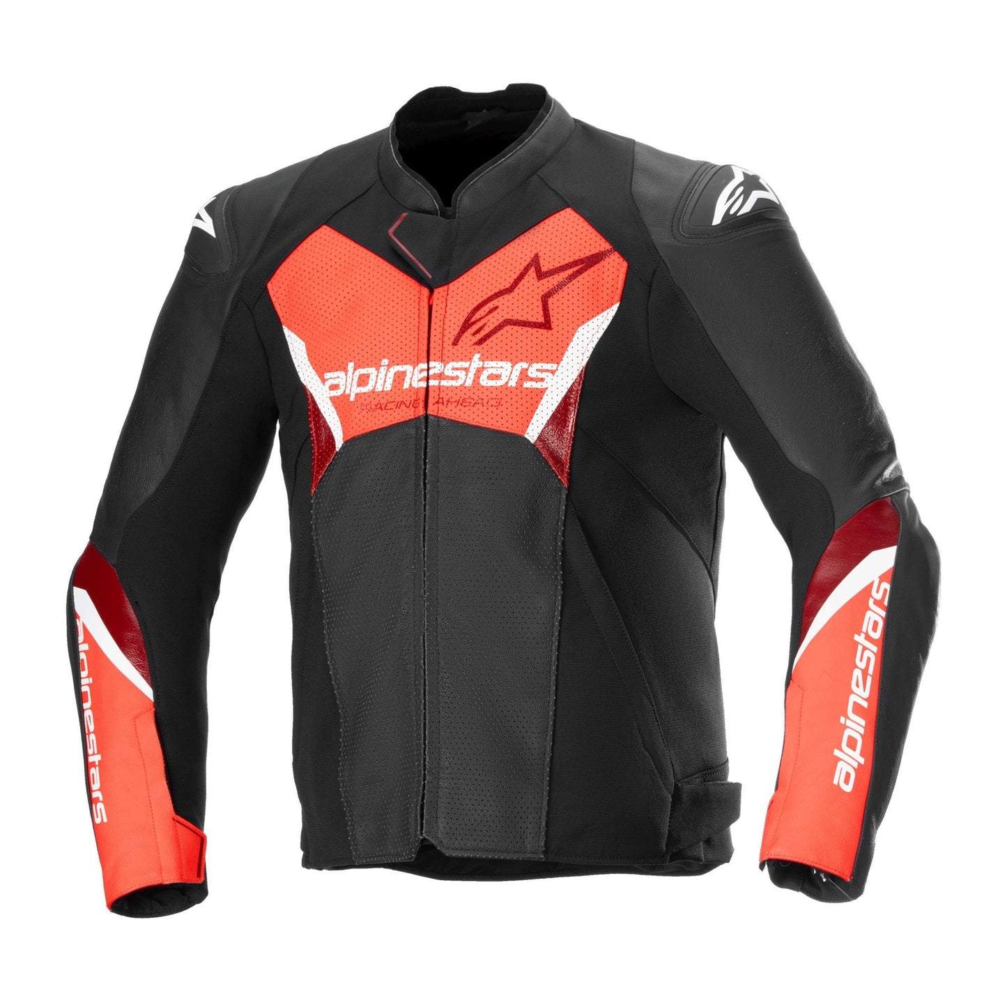 Alpinestars Faster V3 Airflow Leather Jacket Black Red Fluo