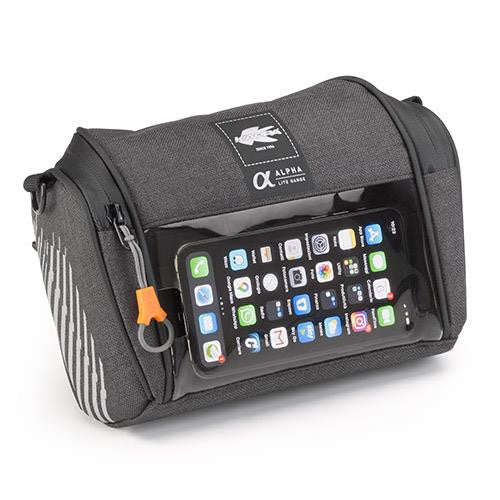 Handlebar Bag with smart phone holder - Dark Grey - Alpha range