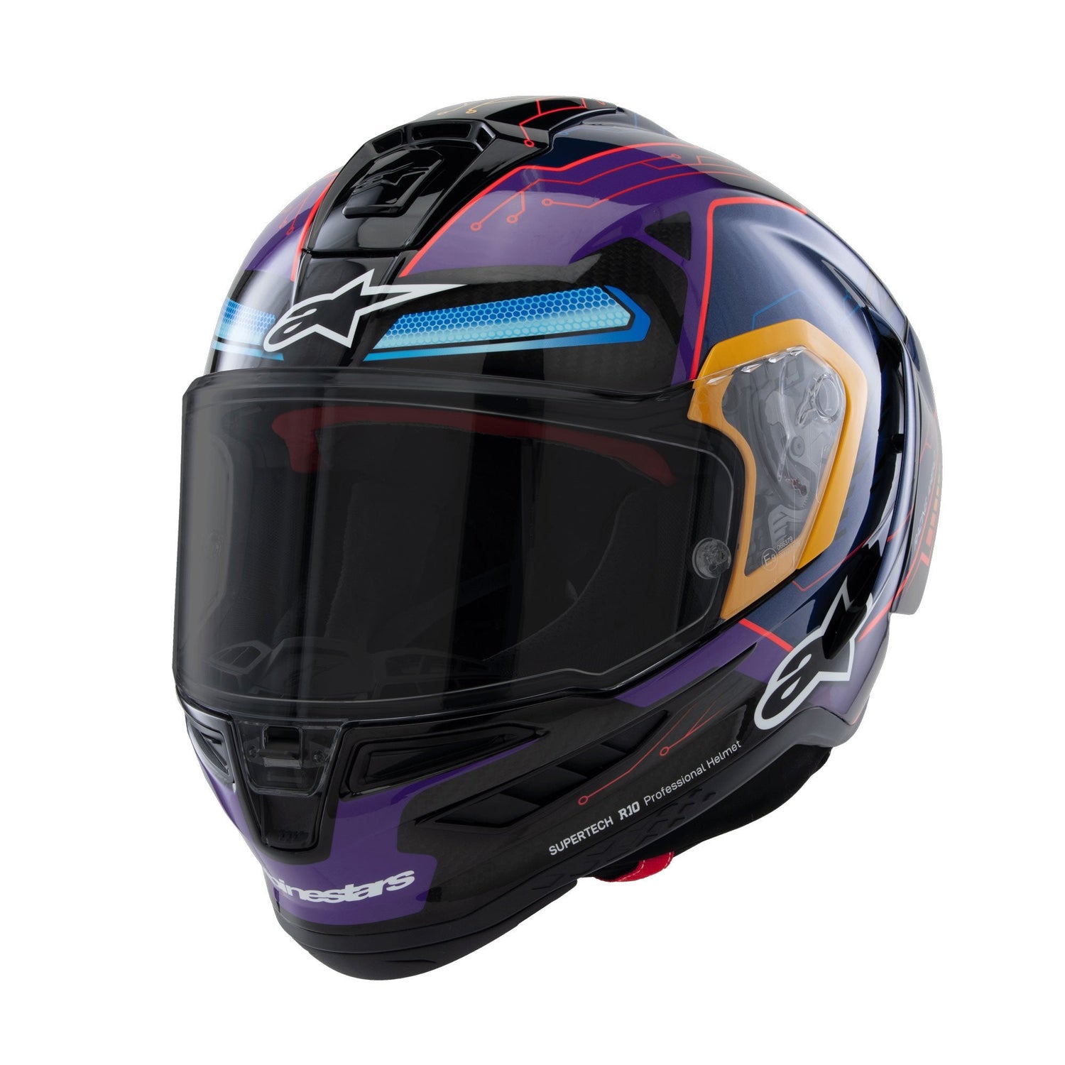 Alpinestars Supertech R10 Martinator R01 Full Face Motorcycle Helmet | Blue, Purple & Red Gloss Finish