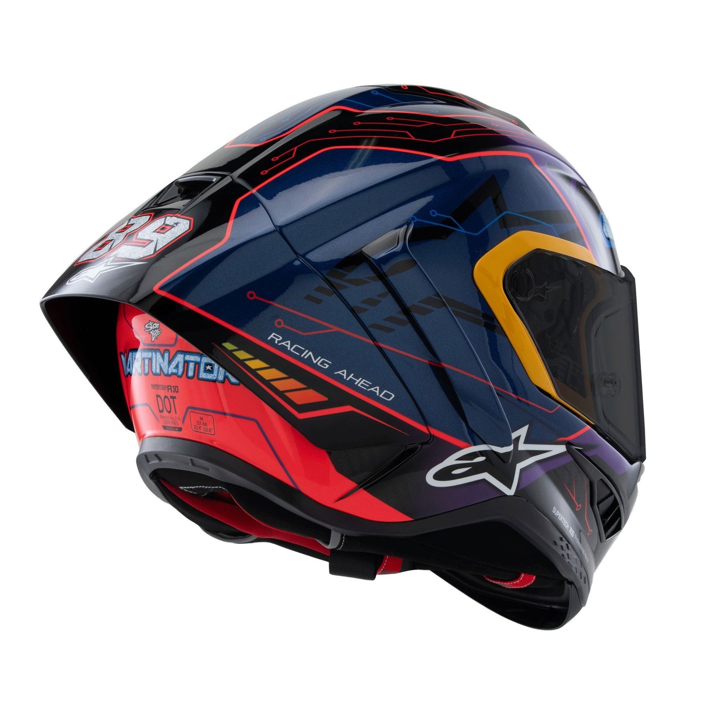 Alpinestars Supertech R10 Martinator R01 Full Face Motorcycle Helmet | Blue, Purple & Red Gloss Finish