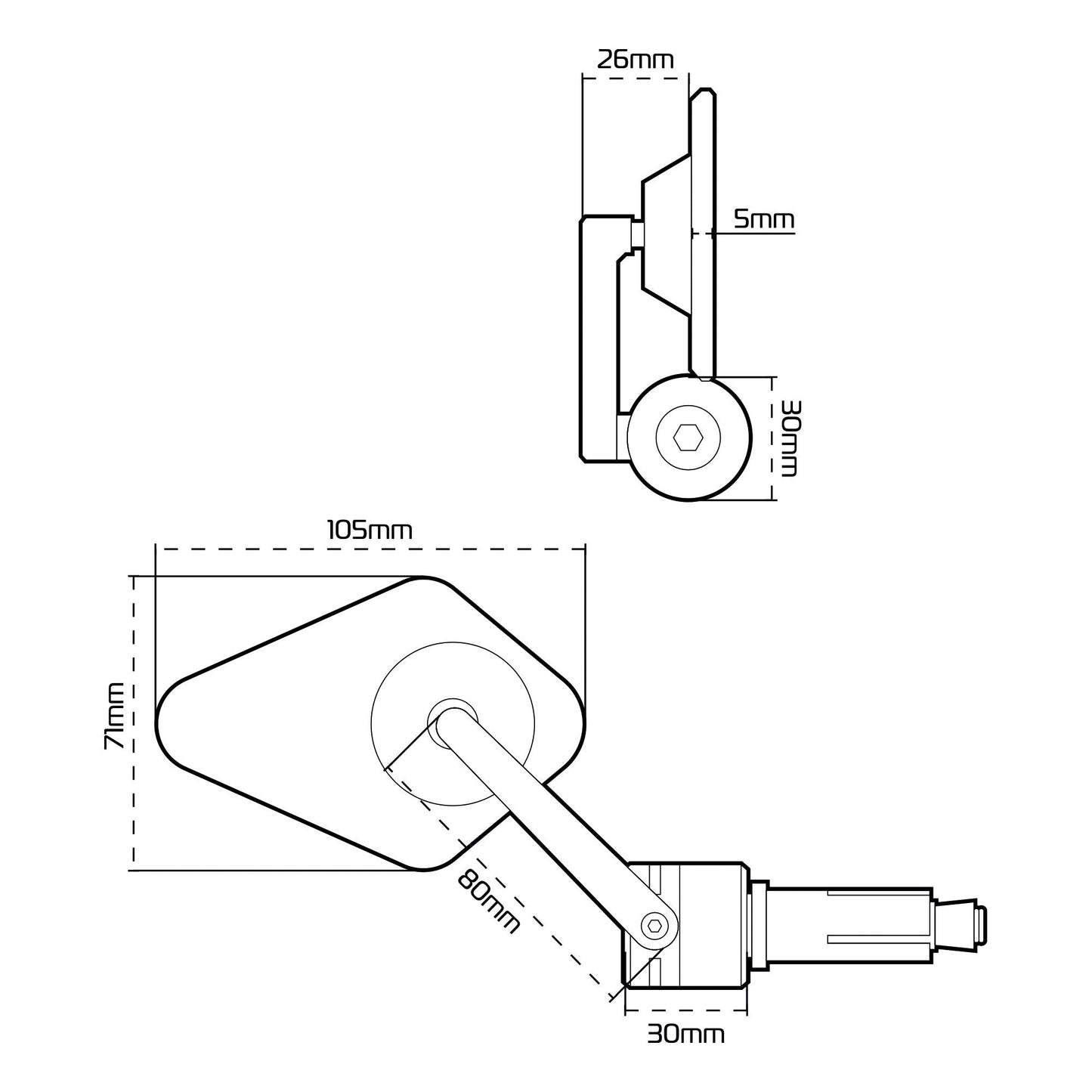 Oxford Arrow 360 Bar End Mirror