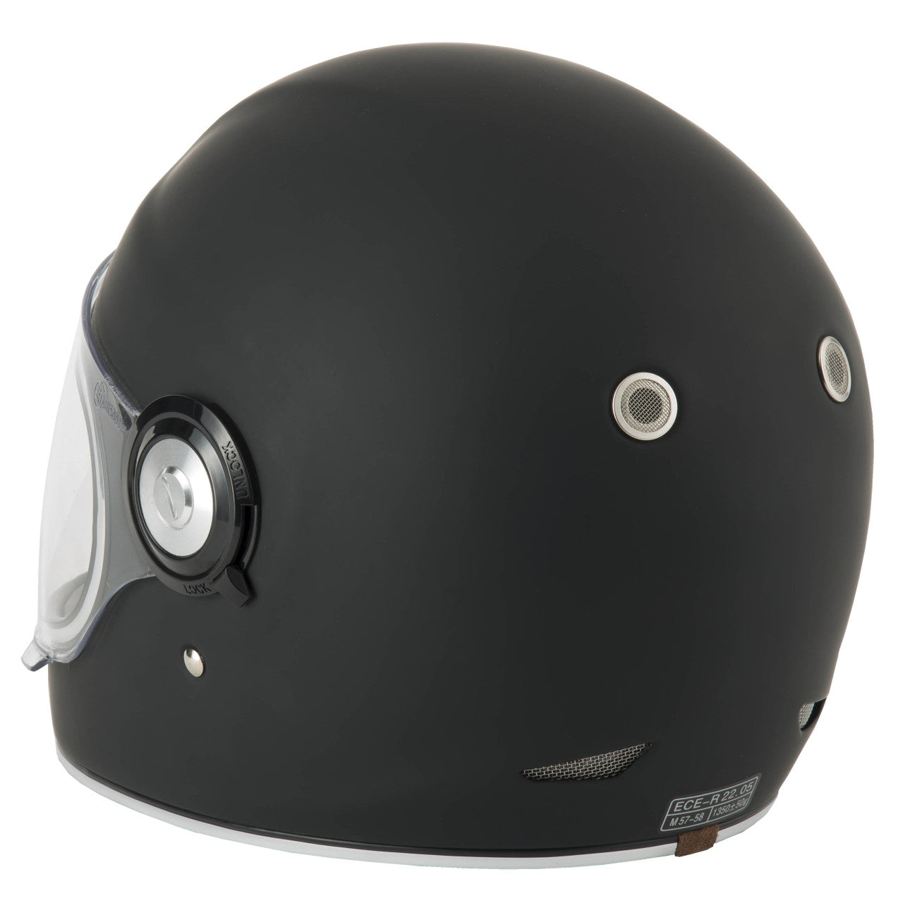 VCAN H135 Retro Matt Black Full Face Motorcycle Helmet-2024