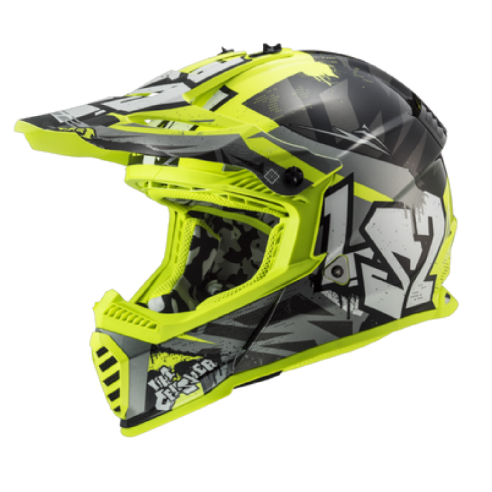 LS2 MX437 Fast II Mini Crusher Kids Off Road Helmet Black Yellow