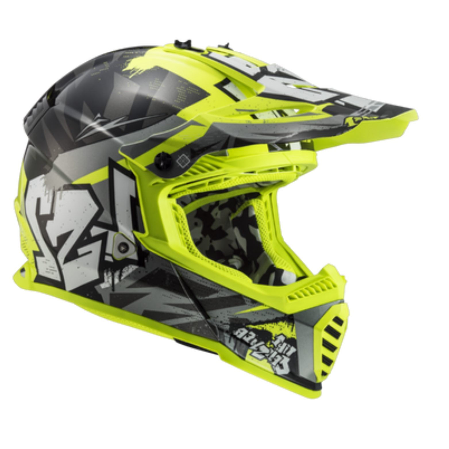 LS2 MX437 Fast II Mini Crusher Kids Off Road Helmet Black Yellow