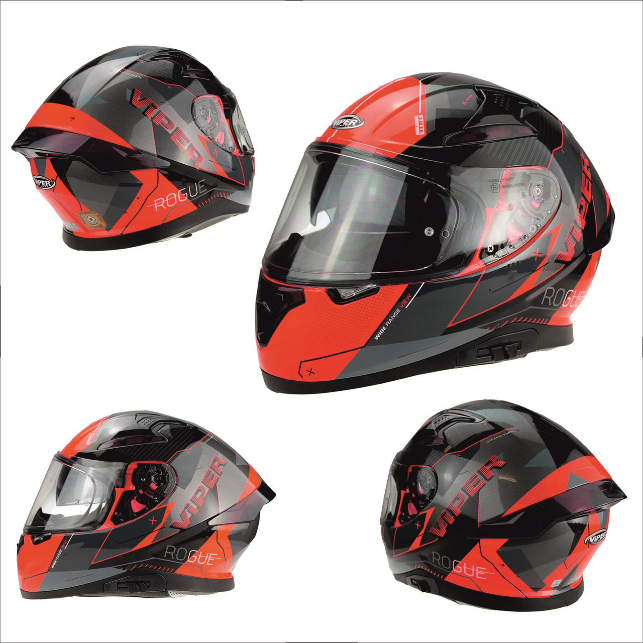 VIPER RSV95 ROGUE BLACK RED FULL FACE QUICK RELEASE MOTORCYCLE HELMET UK