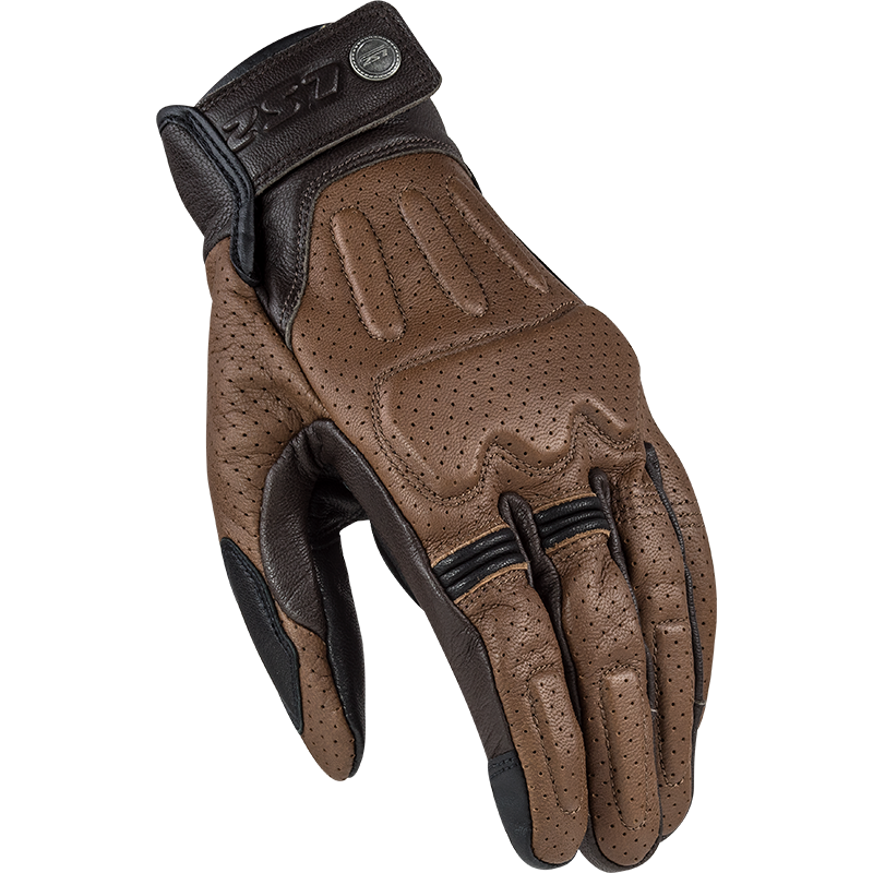 LS2 Rust Man Motorcycle Motorbike Vintage Leather Gloves Black & Brown