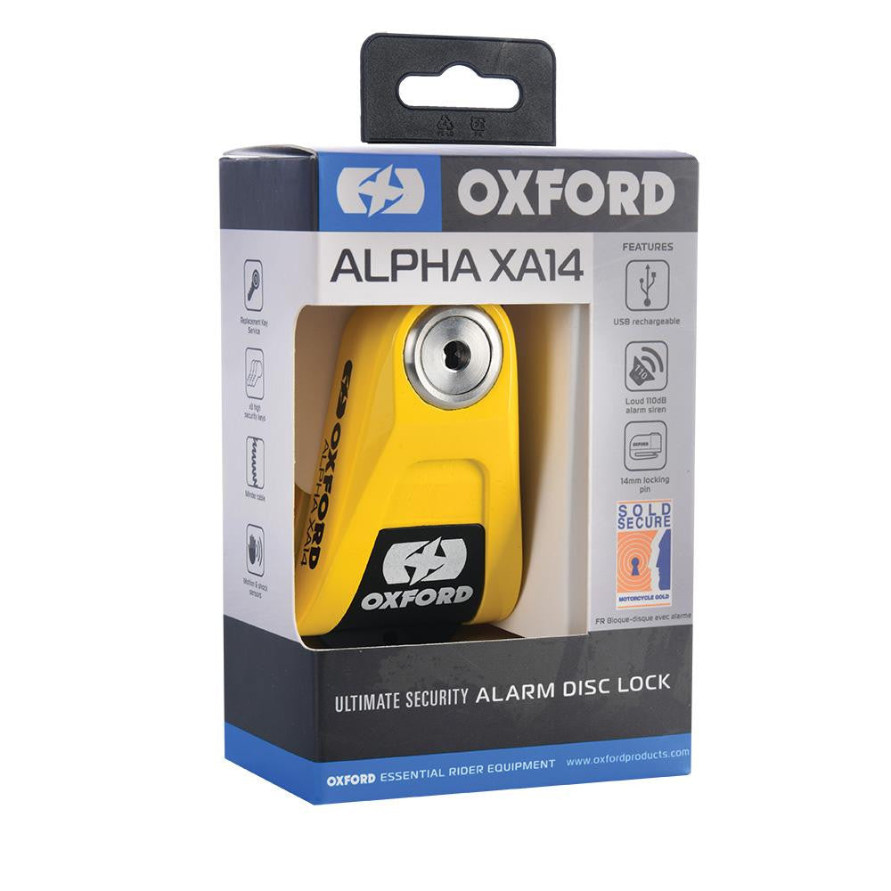 Oxford Alpha XA14 Alarm Disc Lock Yellow/Black