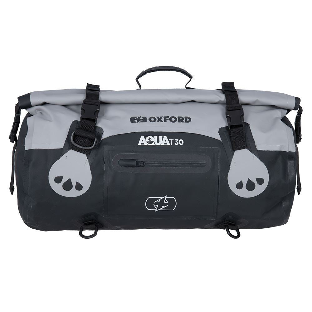 Oxford Aqua Motorcycle T-30 Roll Bag Wipe Clean Grey Black