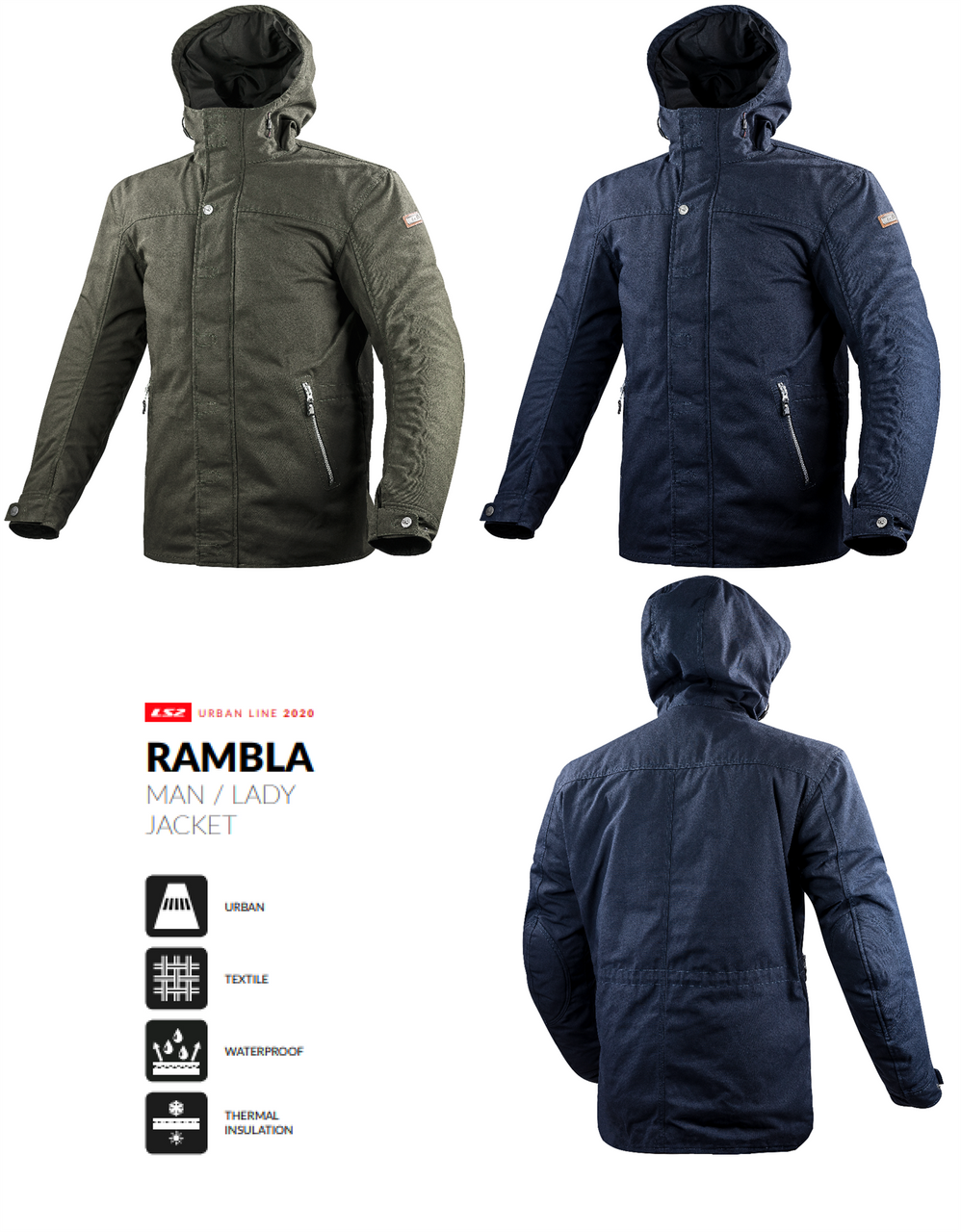 LS2 Rambla Man Textile Jacket With Hoodie