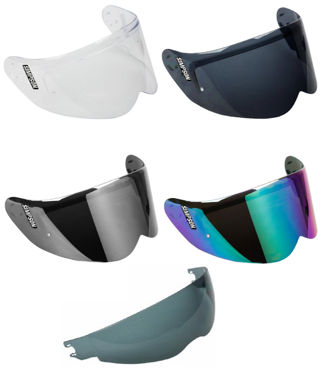 Simpson Venom Visor clear, Rainbow, Mirror, Tinted, Dark Smoke