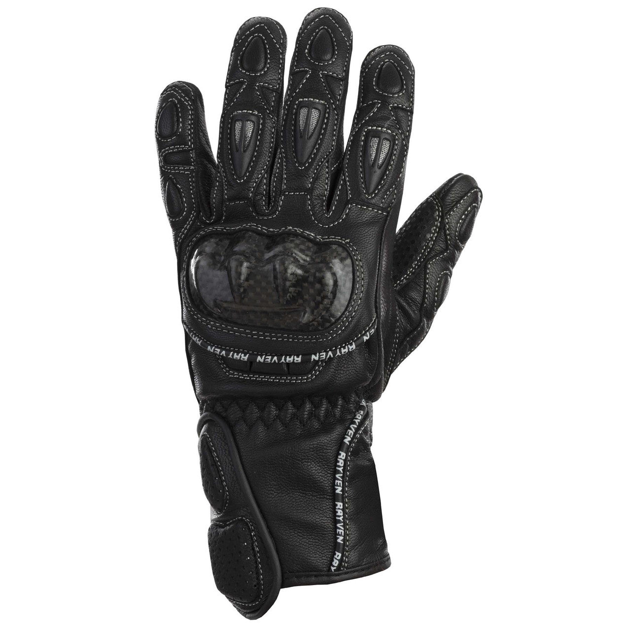 Rayven Lady Race-Pro Motorcycle Goatskin Leather Gloves Black