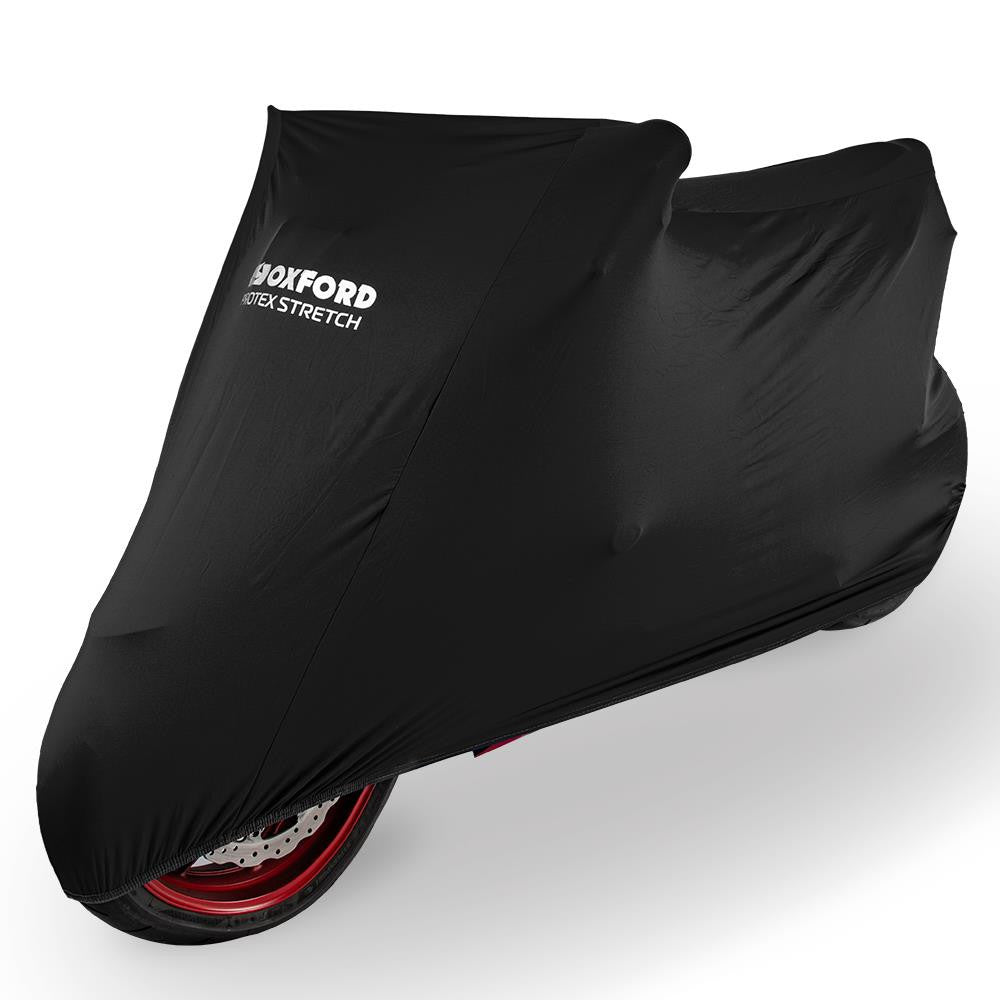 Oxford Protex Stretch Motorcycle Indoor Cover | Premium Stretch-Fit | Black XL | Ultimate Protection