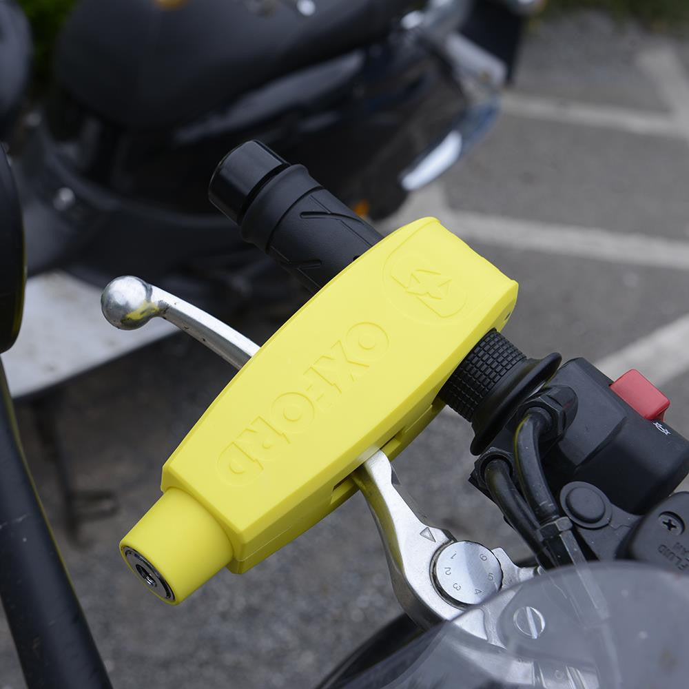 Oxford Motorcycle Lever Lock (Yellow) | Quick & Secure Handlebar Lock