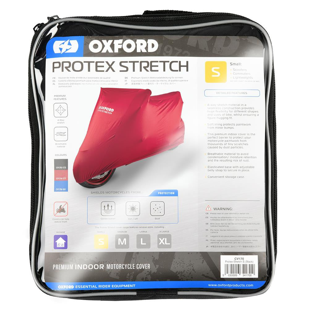 Oxford Protex Stretch Indoor Premium Stretch-Fit Motorcycle Cover Red Small