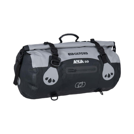 Oxford AQUA T-50 Waterproof Motorcycle Roll Bag 50 Liter Grey Black