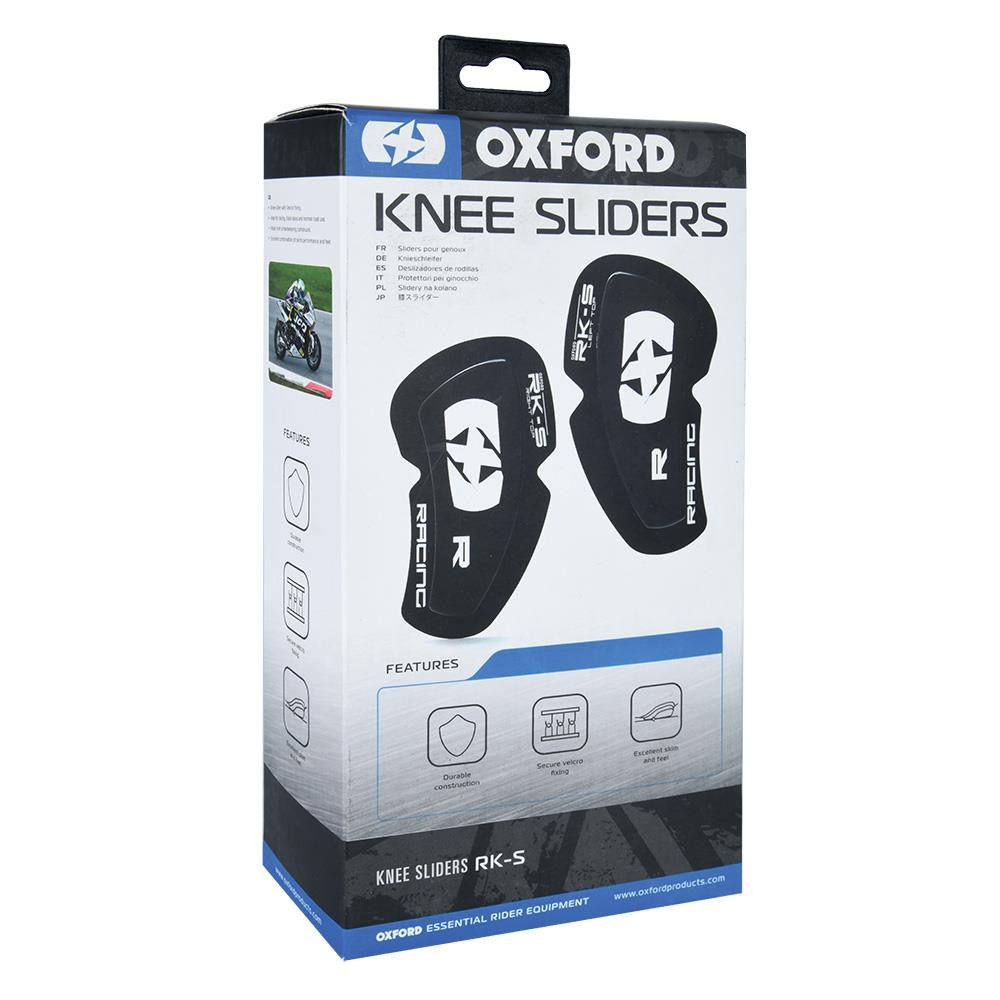 Oxford RK-S Motorcycle Racing & Track Knee Sliders Black/White