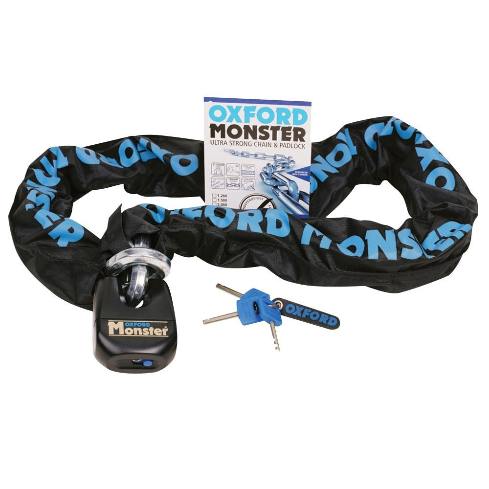 Oxford Monster 14mm Hex Chain & Padlock 2m | Heavy-Duty Motorcycle Security